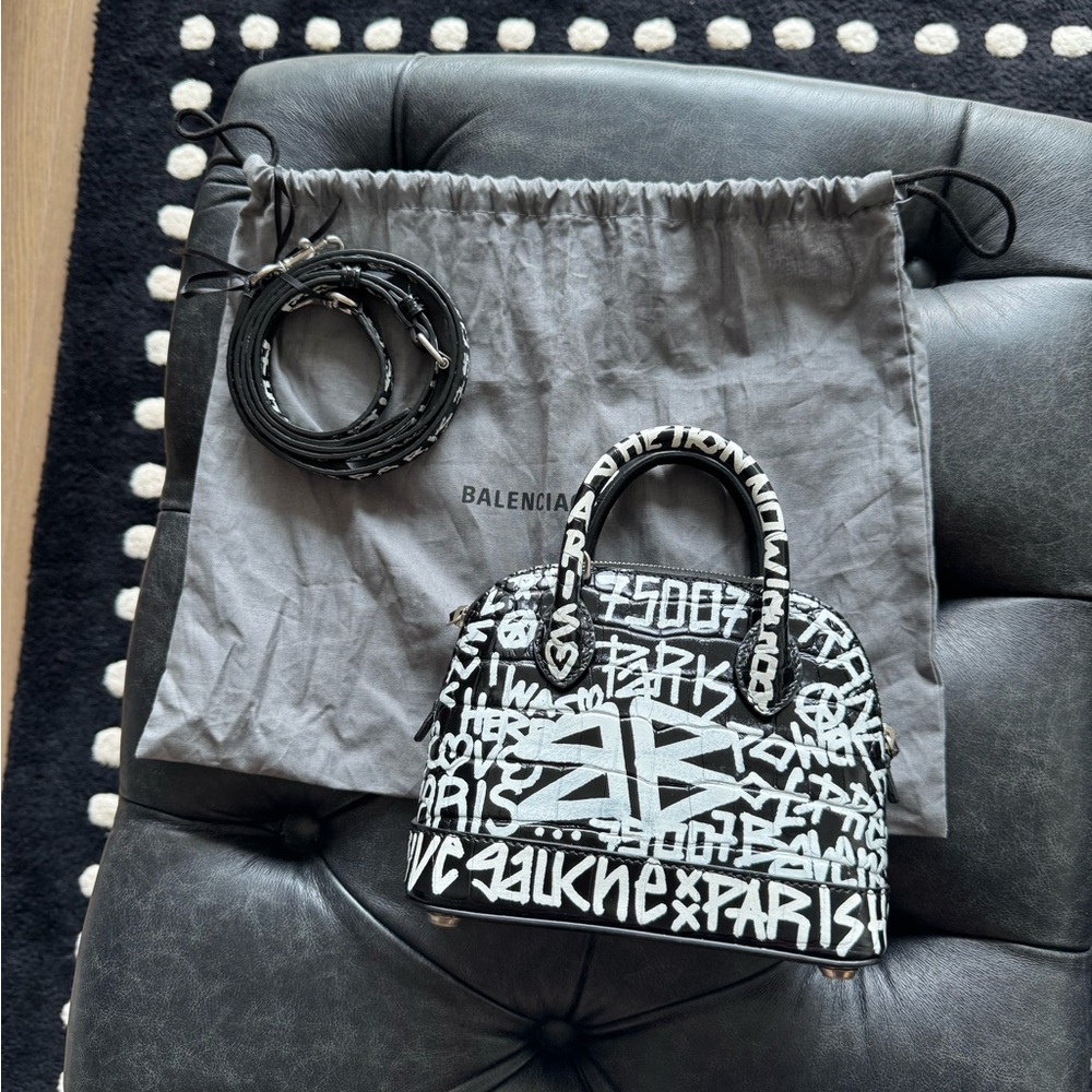 Balenciaga top handle mini graffitti bag